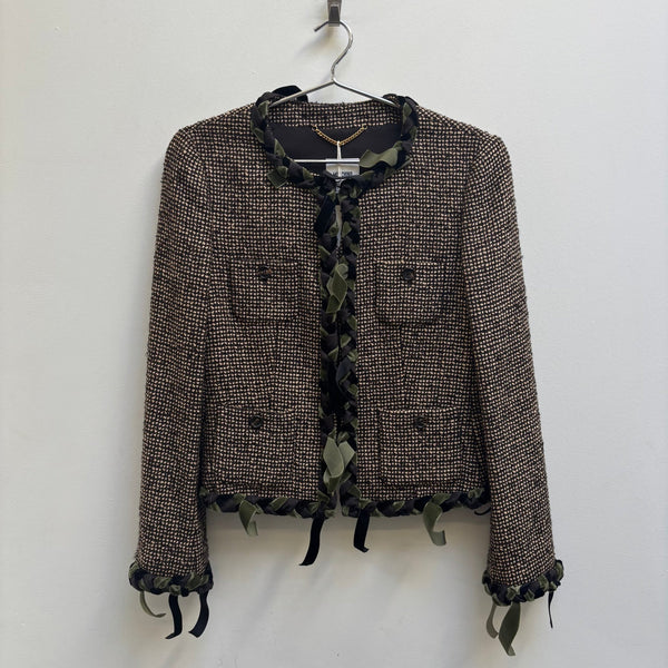 00s Moschino Collarless Tweed Jacket