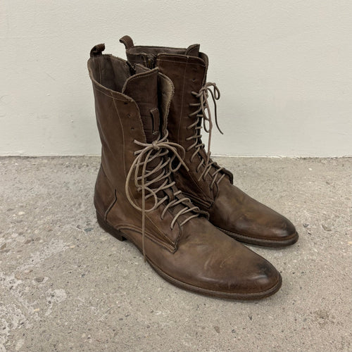 Alexander McQueen Brown Leather Combat Boots