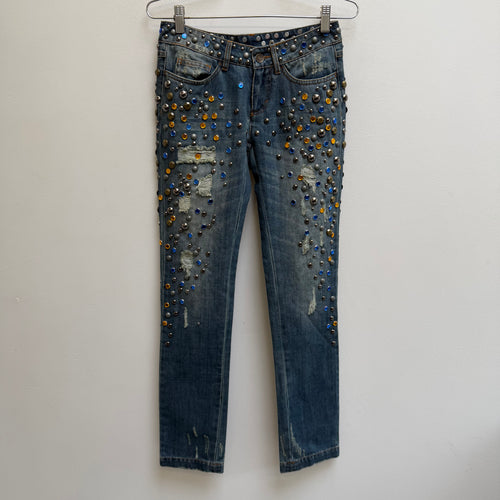 FW14 Dolce & Gabbana Crystal Embellished Jeans