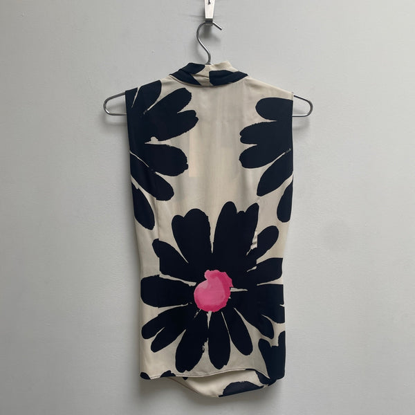 Moschino Floral Plunge Draped Neck Top