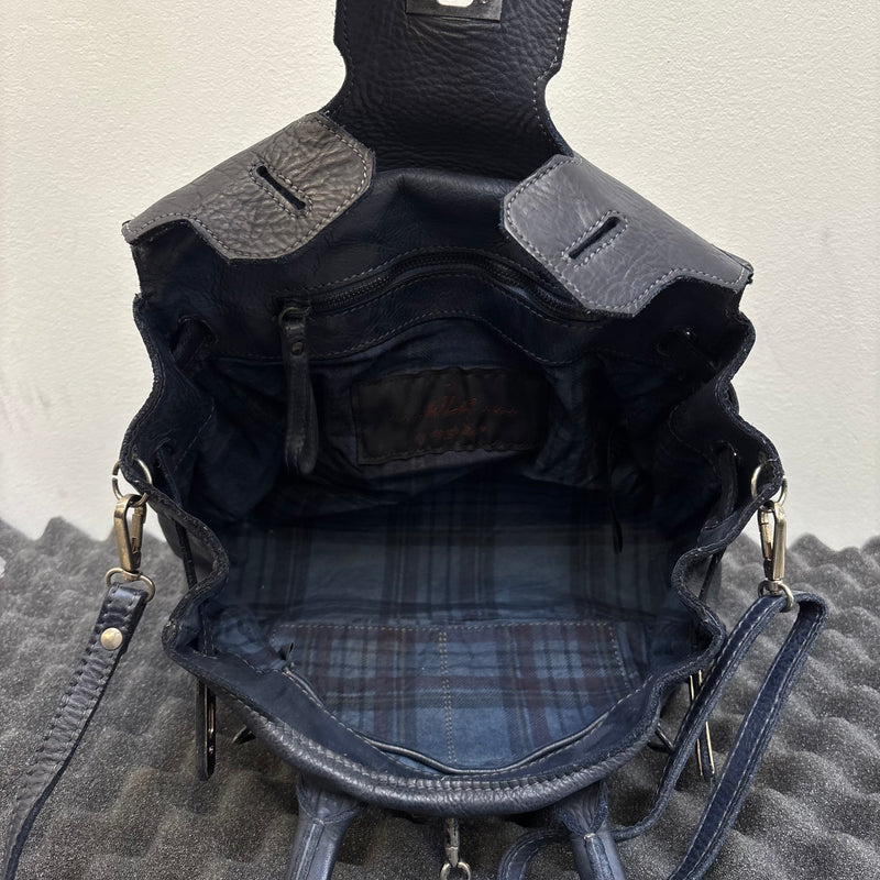 Firkin Navy Star Leather Handbag
