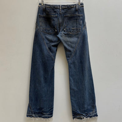 FW01 Rick Owens Slab Waxed Flared Mudwash Jeans