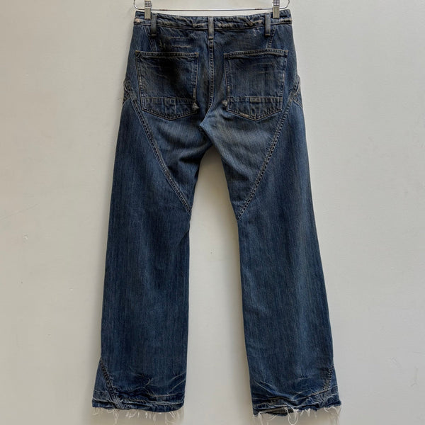 FW01 Rick Owens Slab Waxed Flared Mudwash Jeans