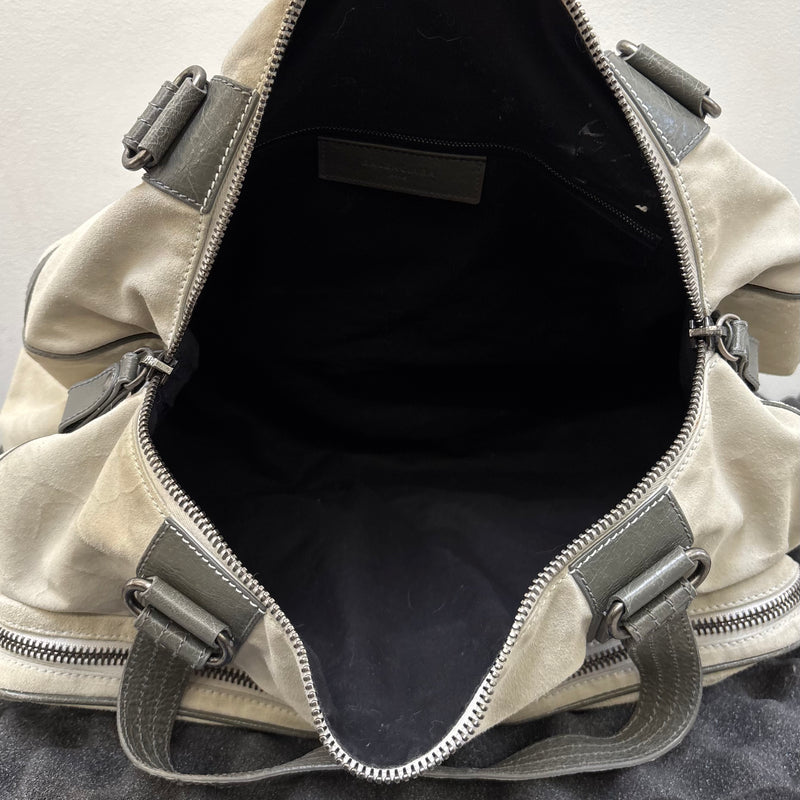 FW14 Balenciaga Suede Dual Pocket Duffle Bag