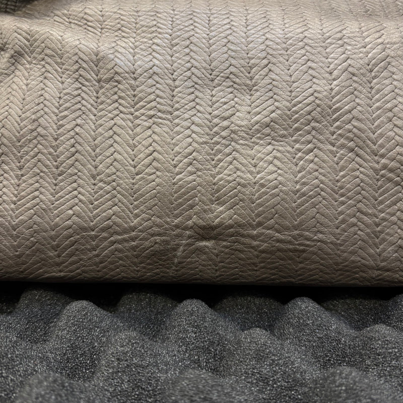 Grey Fishnet Patterned Leather Firkin Handbag