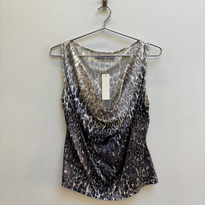 Anne Fontaine Patterned Silk Drape Neck Top