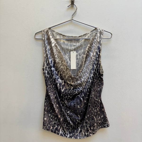 Anne Fontaine Patterned Silk Drape Neck Top