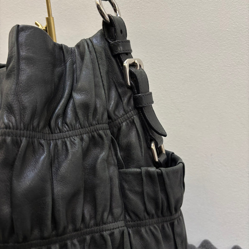 Prada Gaufre Leather Shoulder Hobo Bag