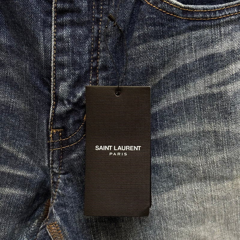 SS18 Yves Saint Laurent Acid Wash Distressed Zip Jeans