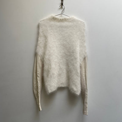 FW13 RICK OWENS “PLINTH” LEATHER SLEEVE ALPACA SWEATER