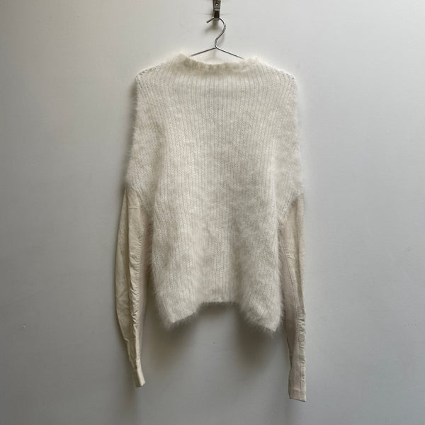 FW13 RICK OWENS “PLINTH” LEATHER SLEEVE ALPACA SWEATER