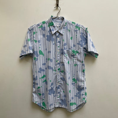 SS24 Comme Des Garçons SHIRT Striped Splattered Short Sleeve Button Up Blouse