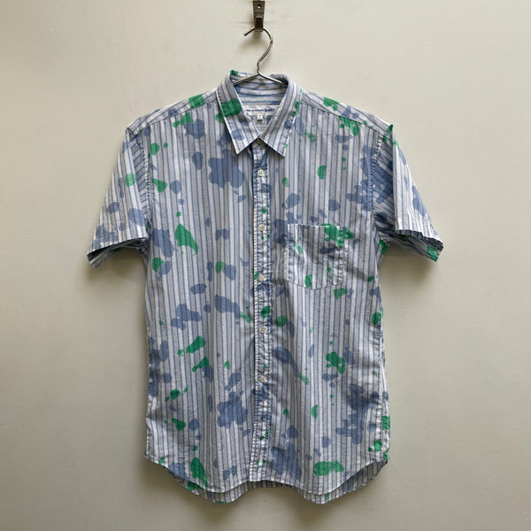 SS24 Comme Des Garçons SHIRT Striped Splattered Short Sleeve Button Up Blouse