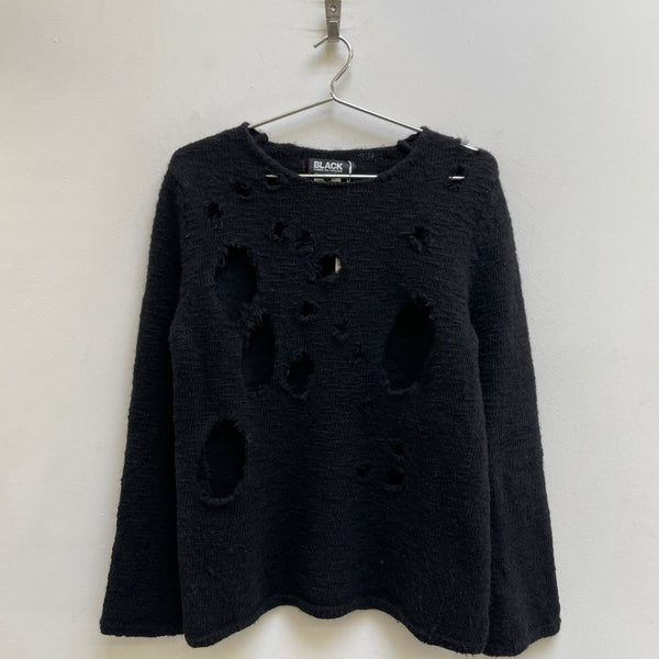 AW23 Comme Des Garçons BLACK Distressed Wool Sweater