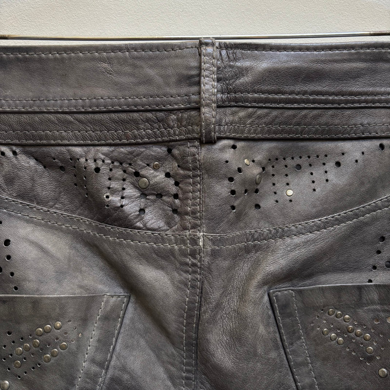 Diesel Sea Green Perforated Lambskin Jeans