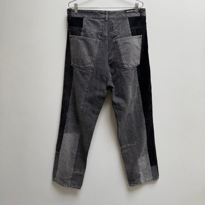 FW21 Balenciaga Upcycled Patchwork Split Panel Denim Jeans