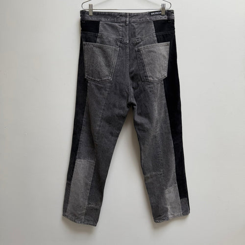 FW21 Balenciaga Upcycled Patchwork Split Panel Denim Jeans
