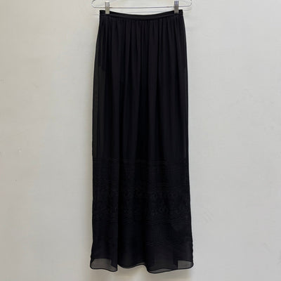 2010s Balmain Sheer Silk Embroidered Maxi Skirt