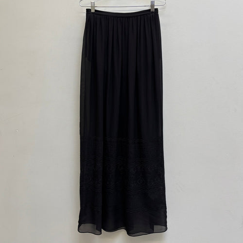 2010s Balmain Sheer Silk Embroidered Maxi Skirt