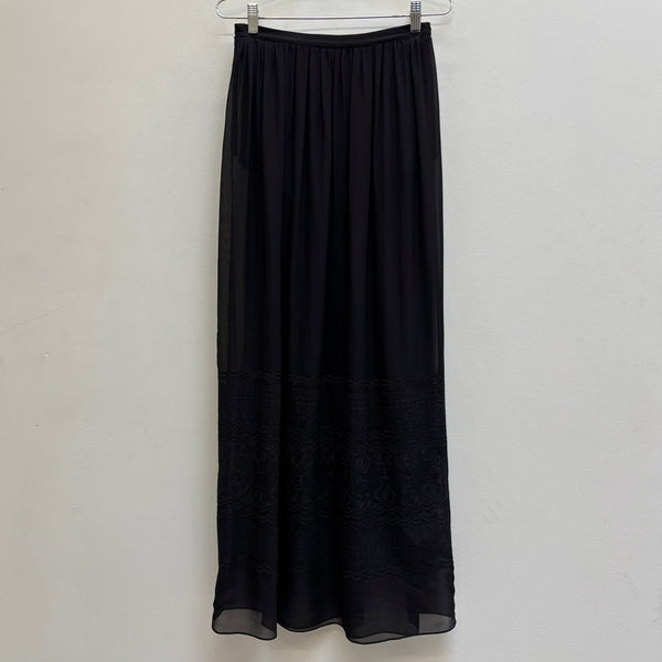 2010s Balmain Sheer Silk Embroidered Maxi Skirt