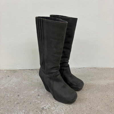 FW13 Rick Owens ‘PLINTH’ Wedge Knee High Leather Boots