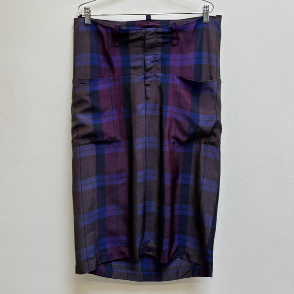 Y’s by Yohji Yamamoto Tartan Check Midi Skirt