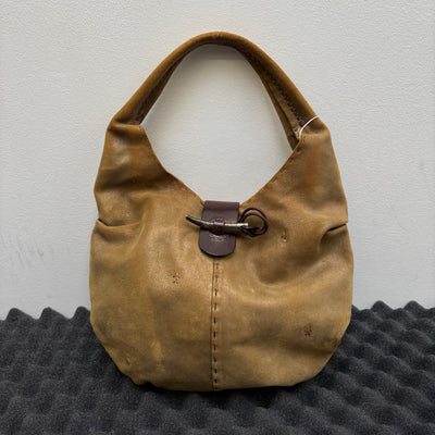Henry Beguelin Embroidered Suede Leather Hobo Bag