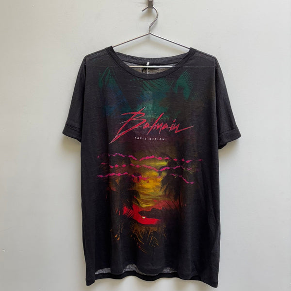 Balmain Paris Linen Graphic T-Shirt