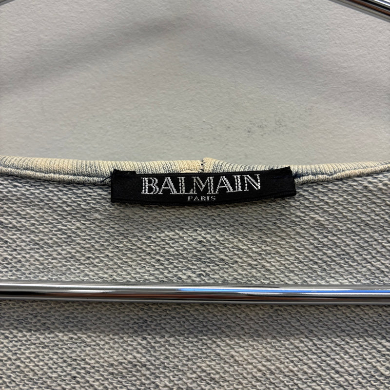 Balmain Semi Washed Zip Up Hoodie