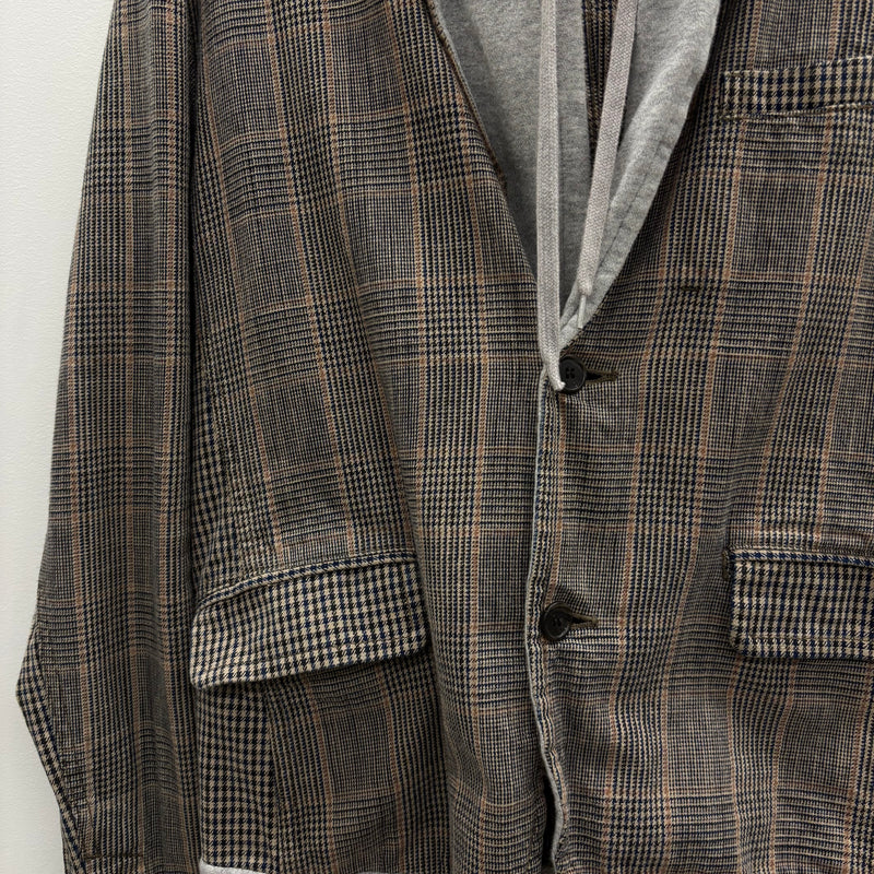 Final Home Hooded Plaid Blazer