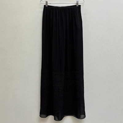 2010s Balmain Sheer Silk Embroidered Maxi Skirt