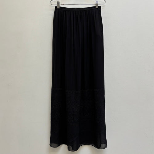2010s Balmain Sheer Silk Embroidered Maxi Skirt