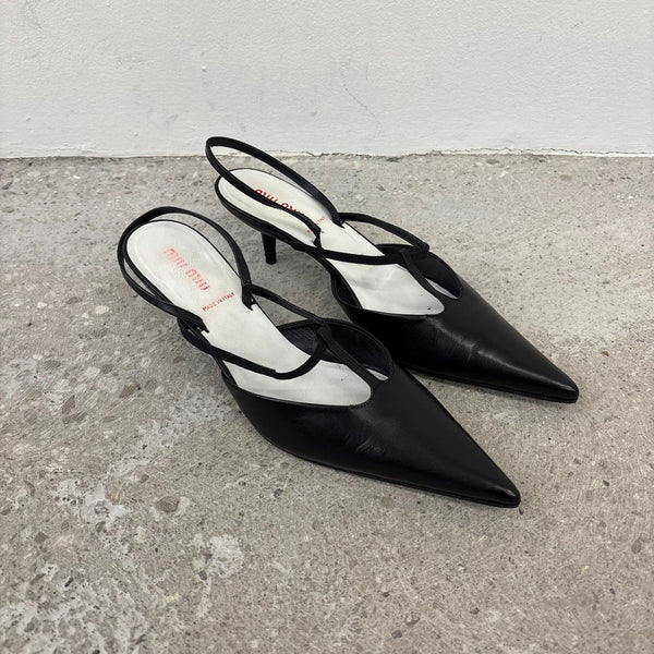 00s Miu Miu Slingback Pointed Kitten Heels