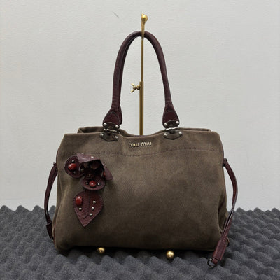 SS05 Miu Miu Embellished Canvas Shoulder Bag