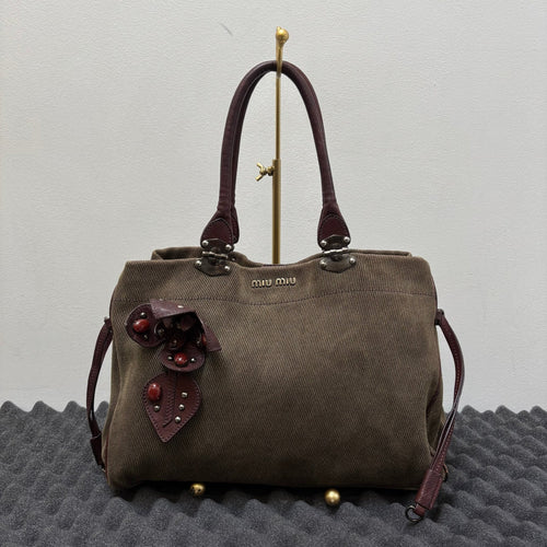 SS05 Miu Miu Embellished Canvas Shoulder Bag