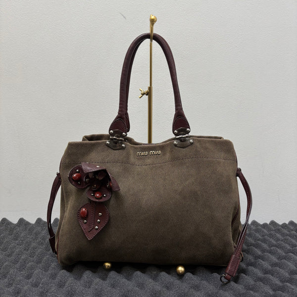 SS05 Miu Miu Embellished Canvas Shoulder Bag