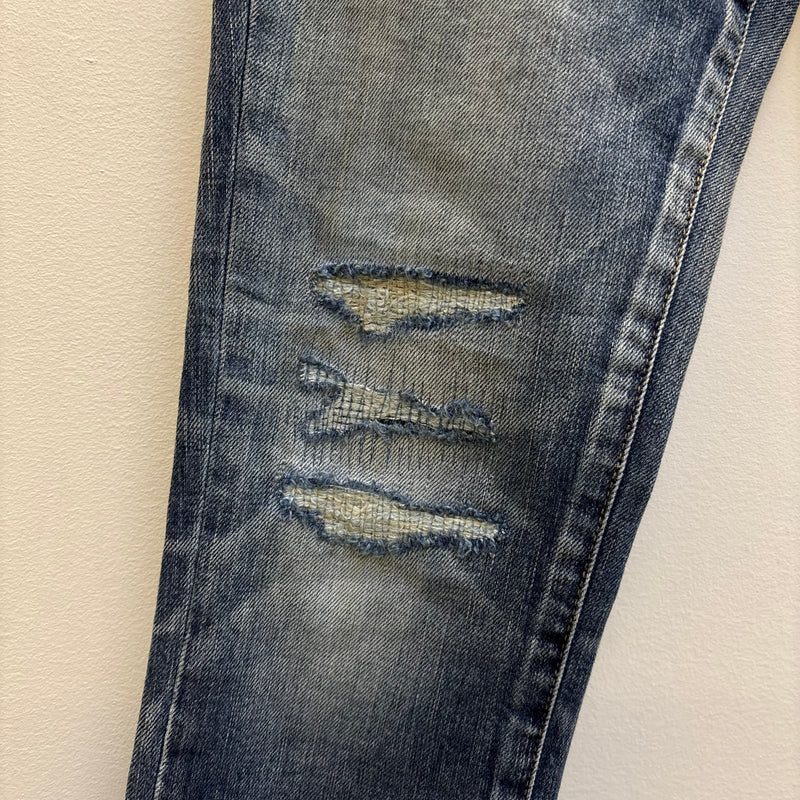 SS18 Yves Saint Laurent Acid Wash Distressed Zip Jeans