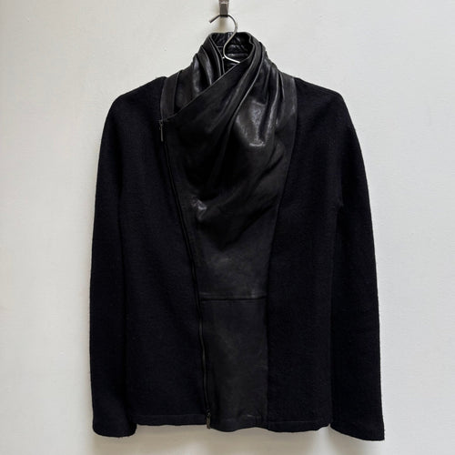 FW11 Haider Ackermann Draped Leather Wool Zip Up Jacket