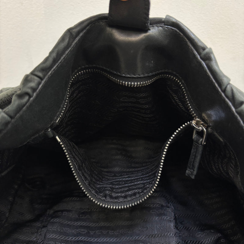 Prada Gaufre Leather Shoulder Hobo Bag