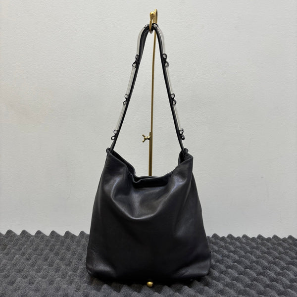 00s Prada Lucite Strap Leather Hobo Bag