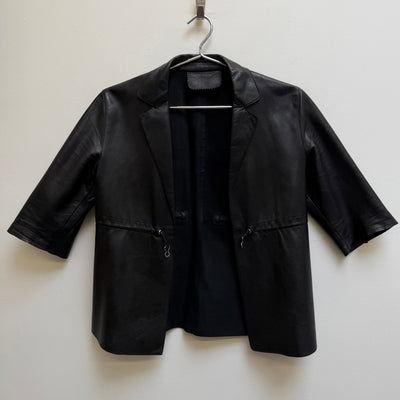 FW99 Prada Short Sleeve Cropped Leather Blazer