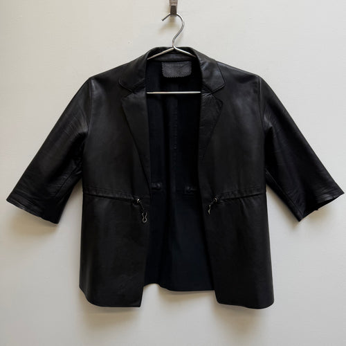FW99 Prada Short Sleeve Cropped Leather Blazer