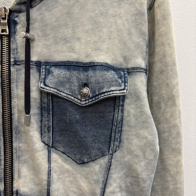 Balmain Semi Washed Zip Up Hoodie