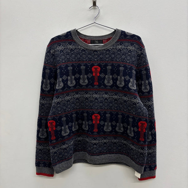 90’s Y's by Yohji Yamamoto Guitar Nordic Patterned Wool Knit Sweater