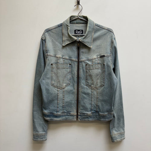 00s Dolce & Gabbana Light Wash Denim Zip-Up Jacket