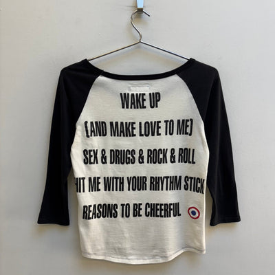 00s Katharine Hamnett Back Graphic Half Sleeve Top
