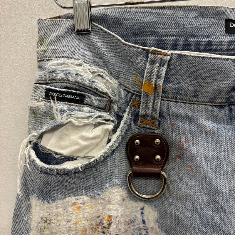 00s Dolce & Gabbana Paint Splattered Distressed Jeans