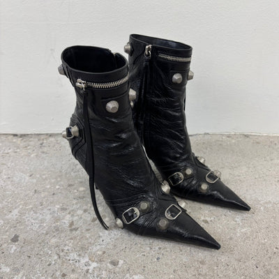 Balenciaga Cagole Leather Heeled Boots