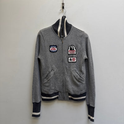 00s Hysteric Glamour Striped Patch Zip Up Sweater