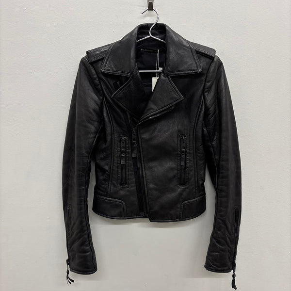 FW12 Balenciaga By Nicholas Ghesquiere Leather Moto Jacket (Black Zipper)
